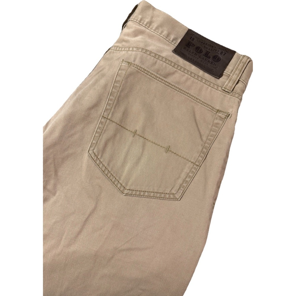 Polo Ralph Lauren Classic Chino Khaki Pant Cotton 5-Pocket Logo Men's 32x30 Flaw